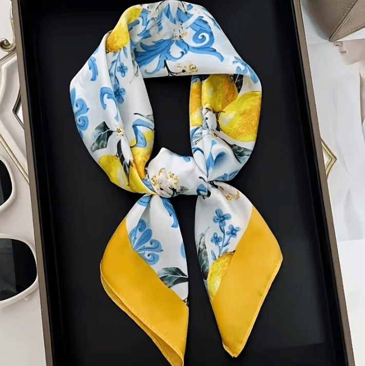 Lemon Pattern Lemon Pattern Silk Scarf Lightweight Square Scarf for Women Fashion Neck, Headband and Elegant Daily Wear