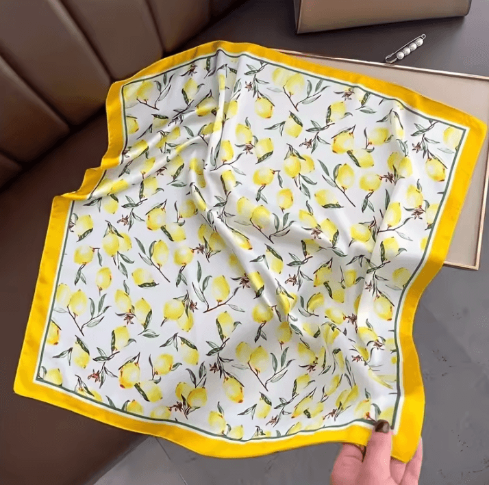 Lemon Pattern Lemon Pattern Silk Scarf Lightweight Square Scarf for Women Fashion Neck, Headband and Elegant Daily Wear