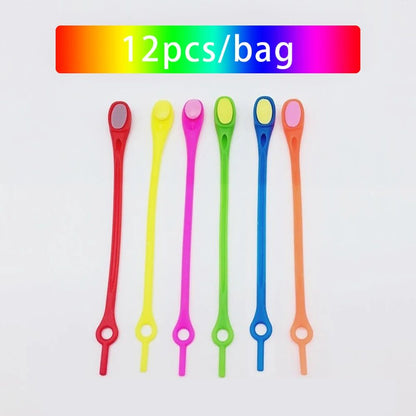 12-Pack No Tie Shoelaces Stretch Silicone Laces for Sneakers (Adults & Kids)