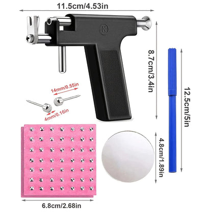 Professional Ear Piercing Gun Tool Set with 98 Stainless Steel Studs for Ears, Nose, and Body