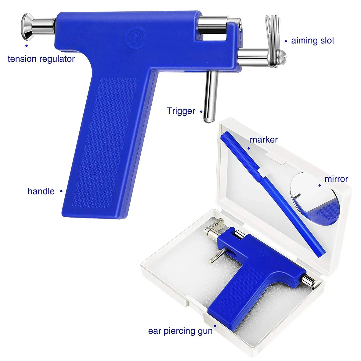 Professional Ear Piercing Gun Tool Set with 98 Stainless Steel Studs for Ears, Nose, and Body