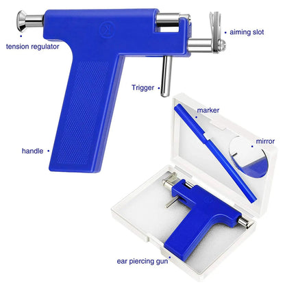 Professional Ear Piercing Gun Tool Set with 98 Stainless Steel Studs for Ears, Nose, and Body