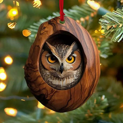 Woodland Animal acrylic Christmas ornament 2D Pendant - Raccoon, Owl, Squirrel, Bunny & Bird Tree Decor