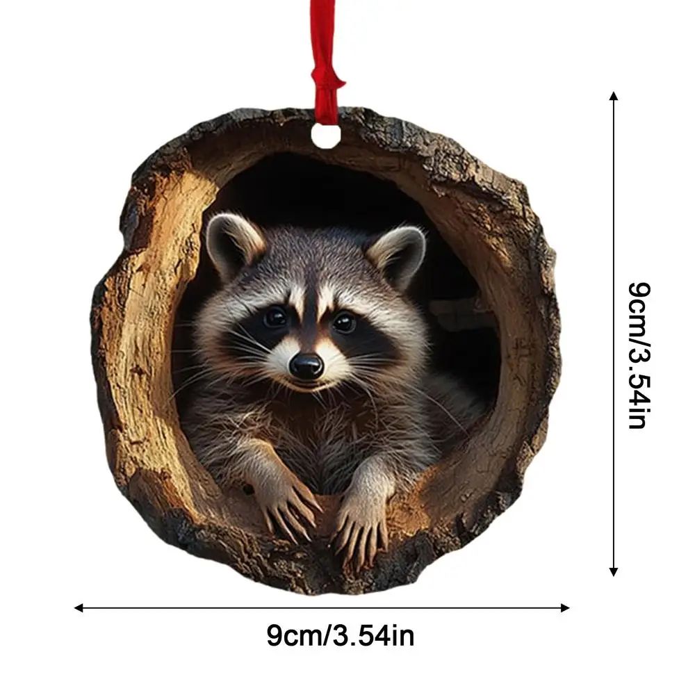 Woodland Animal acrylic Christmas ornament 2D Pendant - Raccoon, Owl, Squirrel, Bunny & Bird Tree Decor