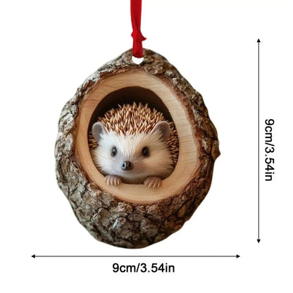 Woodland Animal acrylic Christmas ornament 2D Pendant - Raccoon, Owl, Squirrel, Bunny & Bird Tree Decor