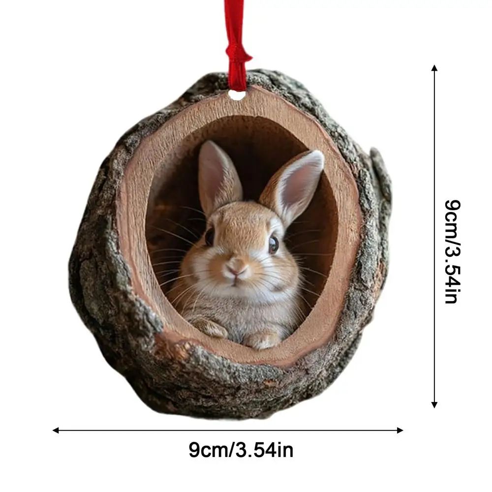 Woodland Animal acrylic Christmas ornament 2D Pendant - Raccoon, Owl, Squirrel, Bunny & Bird Tree Decor