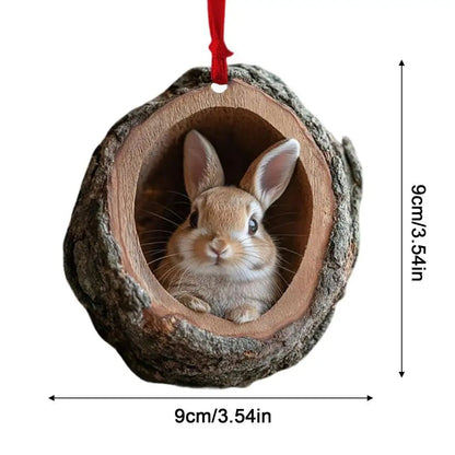 Woodland Animal acrylic Christmas ornament 2D Pendant - Raccoon, Owl, Squirrel, Bunny & Bird Tree Decor