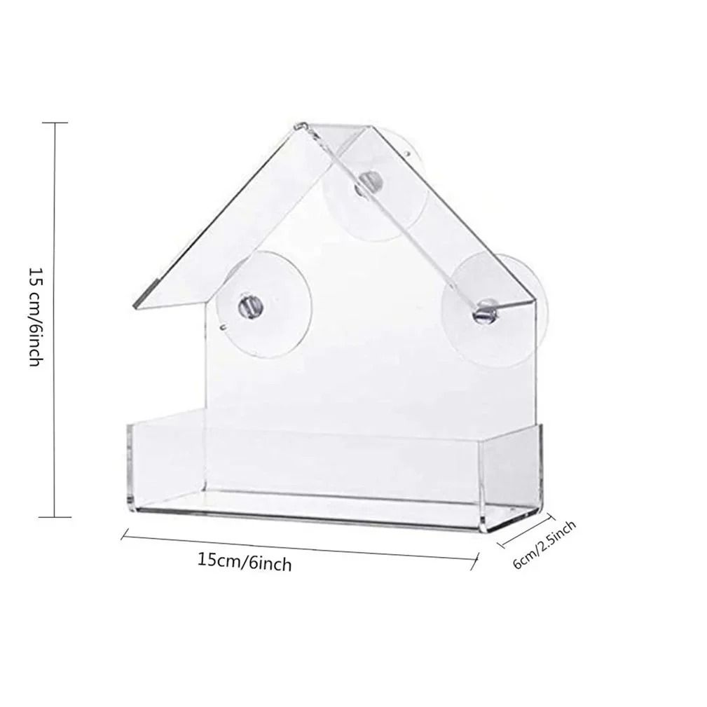 House Transparent Window Wild Bird Feeder with Removable Suction Cups