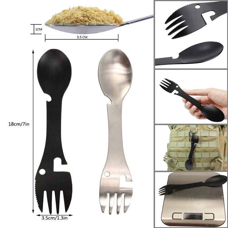 5-in-1 Outdoor Survival Tools Camping Multi-Functional EDC Utensil Kit