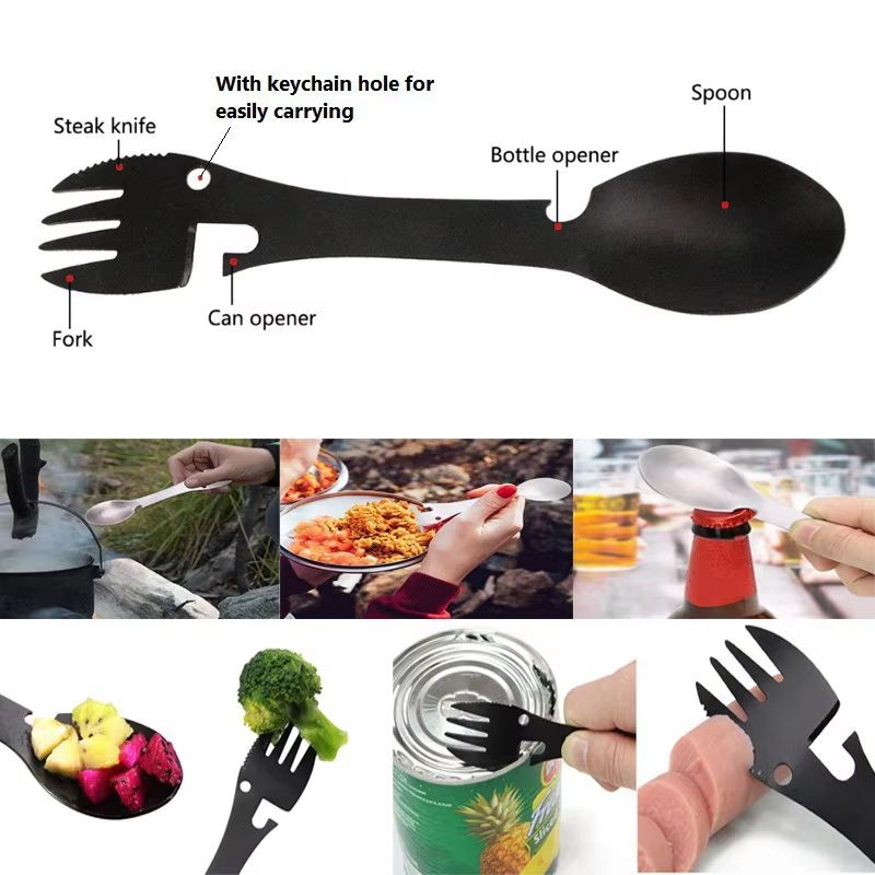 5-in-1 Outdoor Survival Tools Camping Multi-Functional EDC Utensil Kit