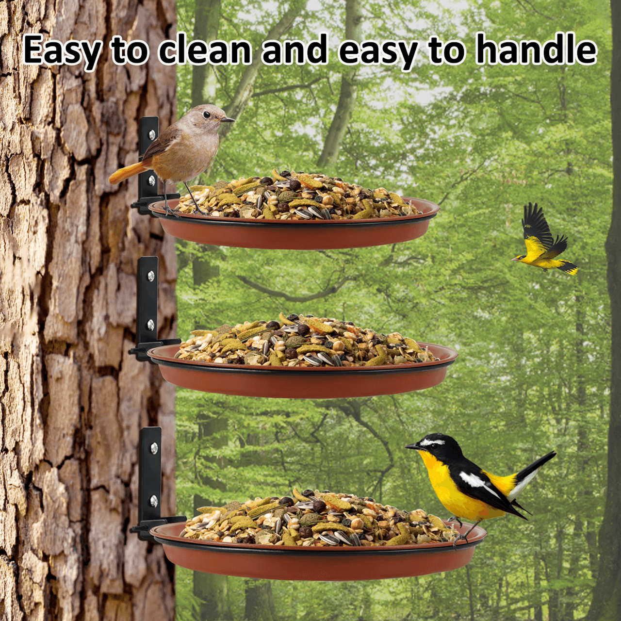 Tree Mounted Bird Feeding Trays Multifunctional Garden Feeder Set