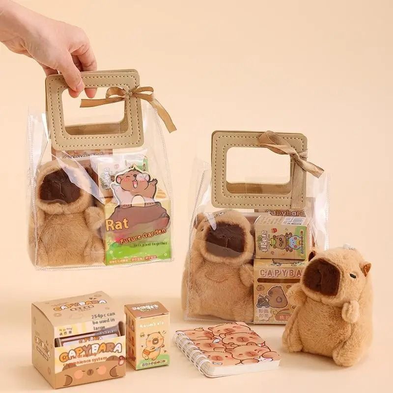 Kawaii Capybara Stationery Gift Set | Handbag Edition with Plush Pendants & Notebook