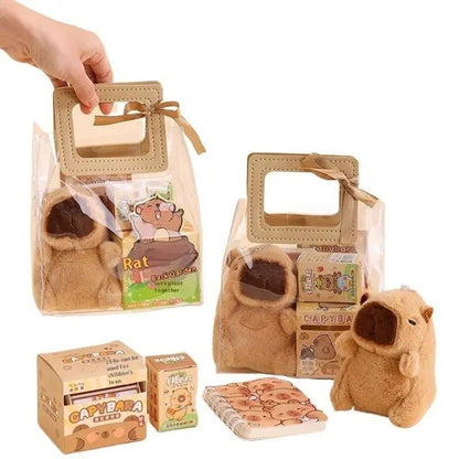 Kawaii Capybara Stationery Gift Set | Handbag Edition with Plush Pendants & Notebook