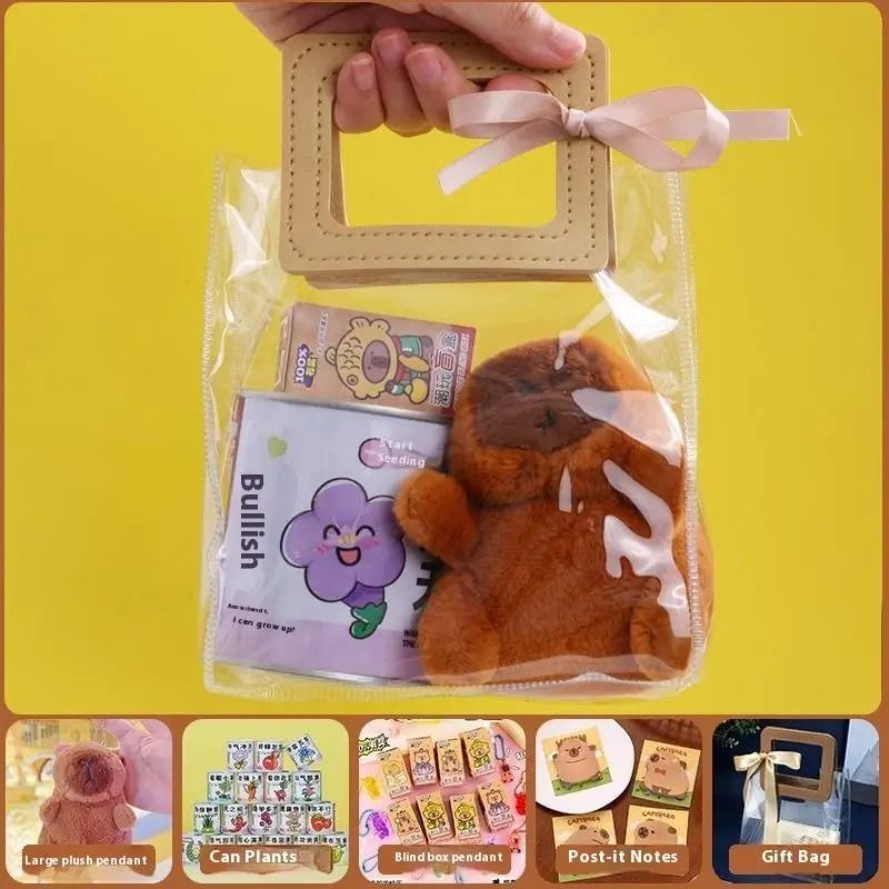 Kawaii Capybara Stationery Gift Set | Handbag Edition with Plush Pendants & Notebook