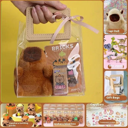 Kawaii Capybara Stationery Gift Set | Handbag Edition with Plush Pendants & Notebook