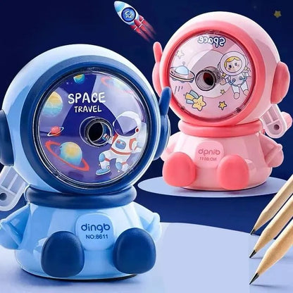 Astronaut Cartoon Hand Crank Pencil Sharpener Manual Desk Sharpener for Kids School Stationery