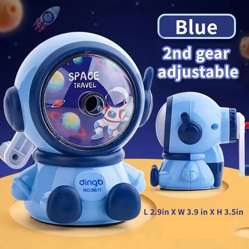 Astronaut Cartoon Hand Crank Pencil Sharpener Manual Desk Sharpener for Kids School Stationery
