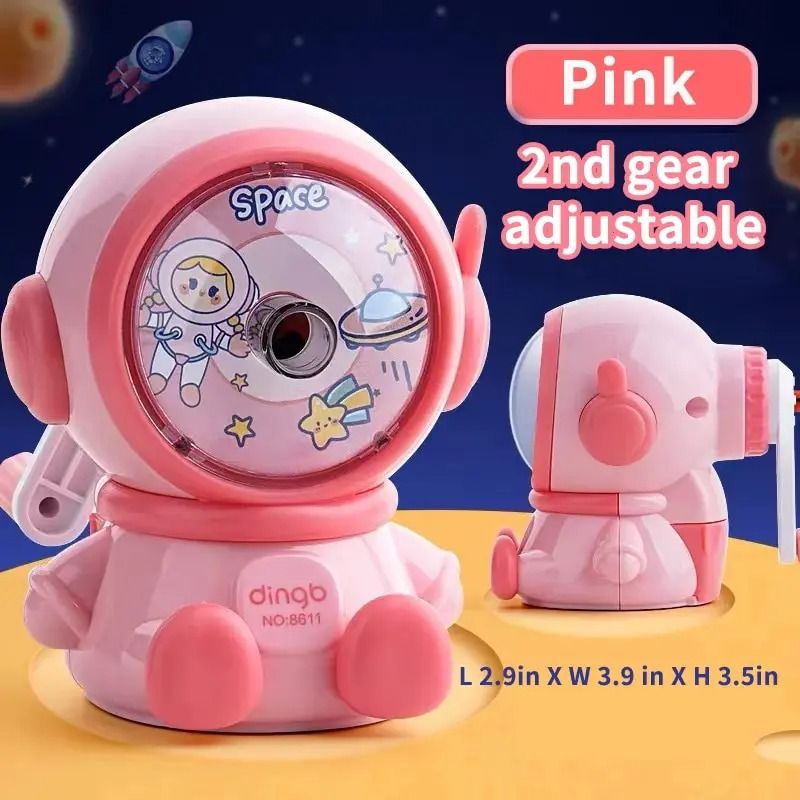 Astronaut Cartoon Hand Crank Pencil Sharpener Manual Desk Sharpener for Kids School Stationery