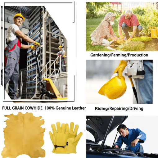 Cowhide Leather Work Gloves – Heavy-Duty Safety Gloves for Work & Riding