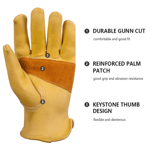 Cowhide Leather Work Gloves – Heavy-Duty Safety Gloves for Work & Riding