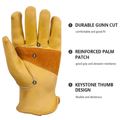 Cowhide Leather Work Gloves – Heavy-Duty Safety Gloves for Work & Riding