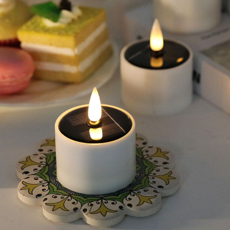 Solar Powered Candle Light, Outdoor Waterproof Flame less, Garden Lawn Table Decor for Party, Home, Valentine's Day