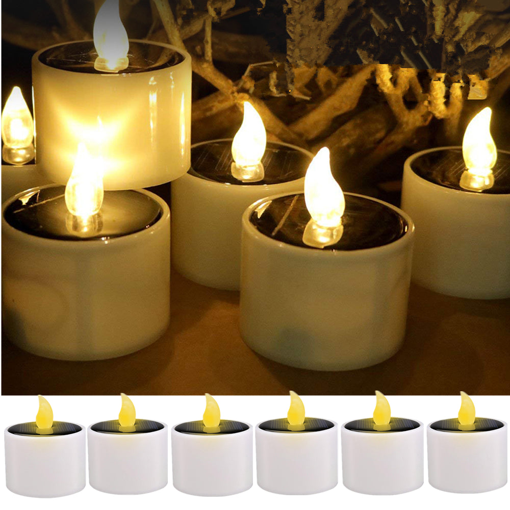 Solar Powered Candle Light, Outdoor Waterproof Flame less, Garden Lawn Table Decor for Party, Home, Valentine's Day