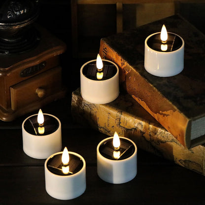 Solar Powered Candle Light, Outdoor Waterproof Flame less, Garden Lawn Table Decor for Party, Home, Valentine's Day
