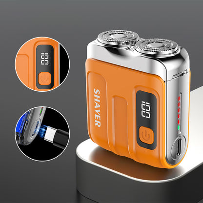 Powerful Rechargeable Electric Smart Shaver for Men, Mini Dual Blade with Digital Display, Household & Car Use