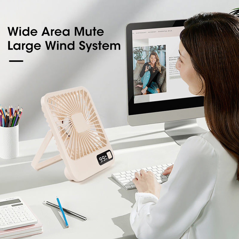 Mini Desk Fan, USB Rechargeable Portable, 2000mAh Ultra Quiet, 5 Speed, Strong Airflow Cooling Fan for Offices
