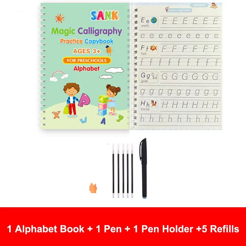 Reusable Magic Writing Practice Copybook Set for Kids