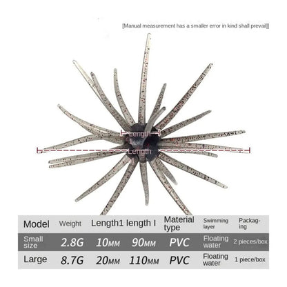 Handmade Urchin Silicone Worm Lure, Freshwater Bass BFS Fishing Lure