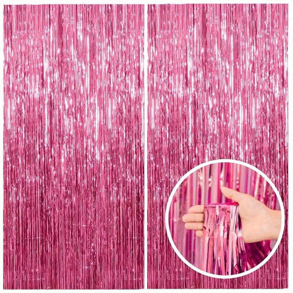 Pink Sparkle Rain Fringe Curtain Backdrop Set (1–3pcs) for Photo Booth & Parties