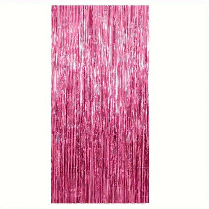Pink Sparkle Rain Fringe Curtain Backdrop Set (1–3pcs) for Photo Booth & Parties