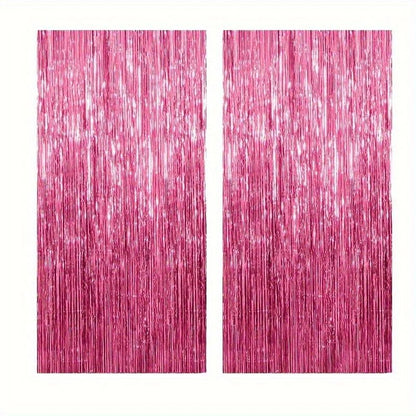Pink Sparkle Rain Fringe Curtain Backdrop Set (1–3pcs) for Photo Booth & Parties