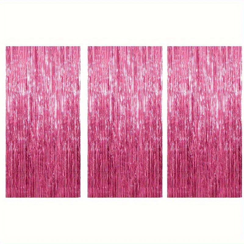 Pink Sparkle Rain Fringe Curtain Backdrop Set (1–3pcs) for Photo Booth & Parties