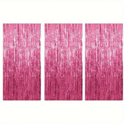 Pink Sparkle Rain Fringe Curtain Backdrop Set (1–3pcs) for Photo Booth & Parties