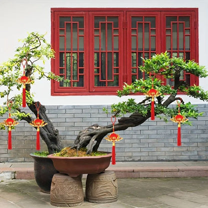 Chinese Lotus Flower Lantern Pendant with Red Tassel, Chinese New Year hanging lantern Decor for Doorways, Windows, and