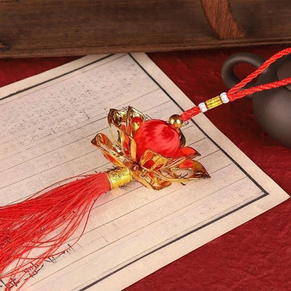 Chinese Lotus Flower Lantern Pendant with Red Tassel, Chinese New Year hanging lantern Decor for Doorways, Windows, and