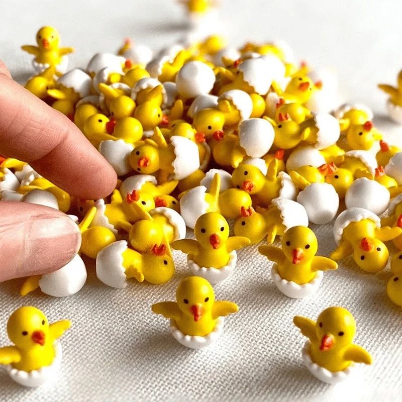 10-Piece Miniature Chick Figurines for Fairy Garden Accessories and Bonsai Decor