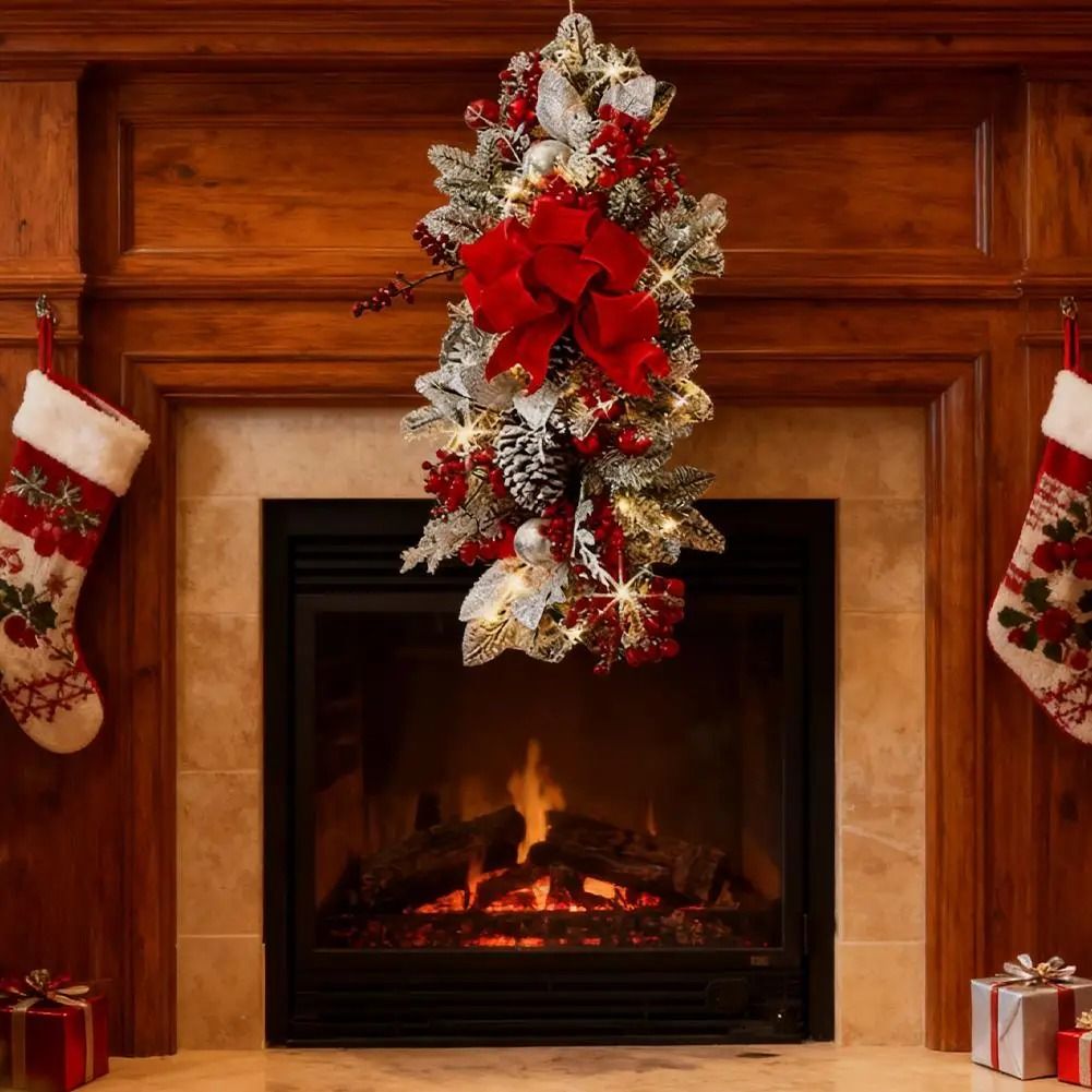 Nordic Christmas Staircase Wreath Hanging Decoration for Festive Home Decor