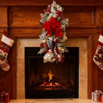 Nordic Christmas Staircase Wreath Hanging Decoration for Festive Home Decor