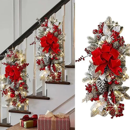 Nordic Christmas Staircase Wreath Hanging Decoration for Festive Home Decor
