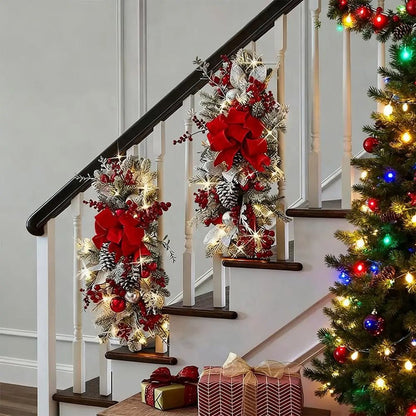 Nordic Christmas Staircase Wreath Hanging Decoration for Festive Home Decor