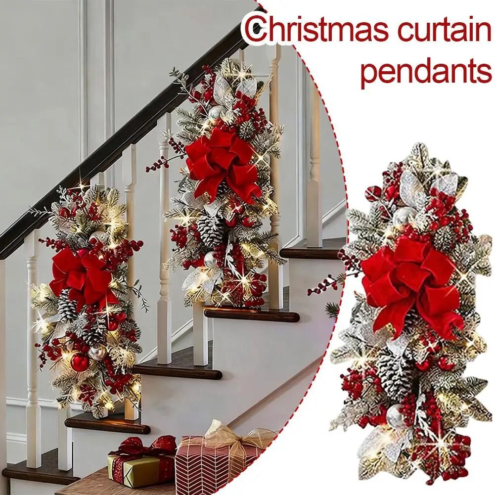 Nordic Christmas Staircase Wreath Hanging Decoration for Festive Home Decor