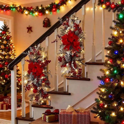 Nordic Christmas Staircase Wreath Hanging Decoration for Festive Home Decor