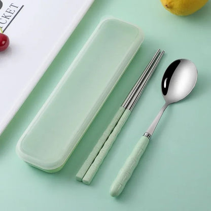 Wheat Straw Portable Cutlery Set | Eco-Friendly Reusable Travel Tableware