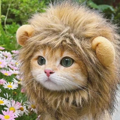 Cute Funny Pet Costume Lion Mane Wig Hat with Ears for Cats and Small Dogs