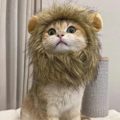 Cute Funny Pet Costume Lion Mane Wig Hat with Ears for Cats and Small Dogs