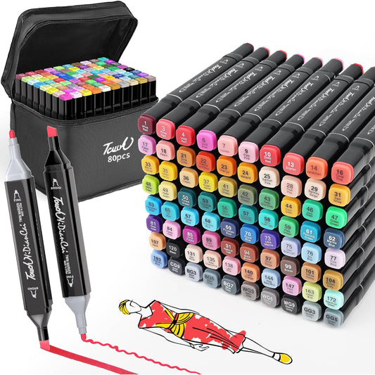 Alcohol Markers Set Dual Tip Art Pens with Blender for Drawing and Coloring